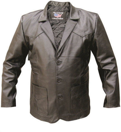 (image for) Men's Black Buffalo Leather three button blazer